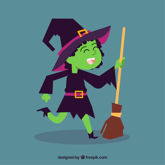 Free vector happy witch dancing