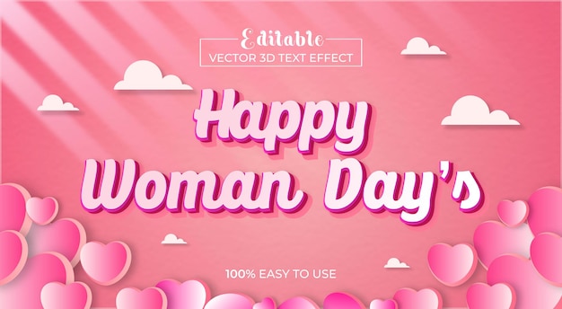 Happy woman  day 3d text effect template