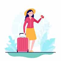 Free vector happy woman travelling to other country