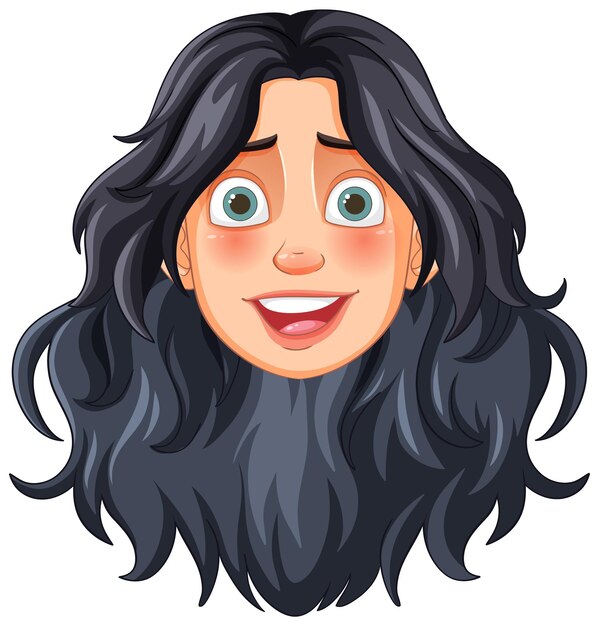 happy woman with dark hair