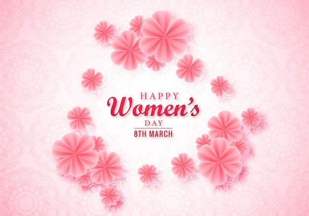 Free vector happy women day pink floral greeting card