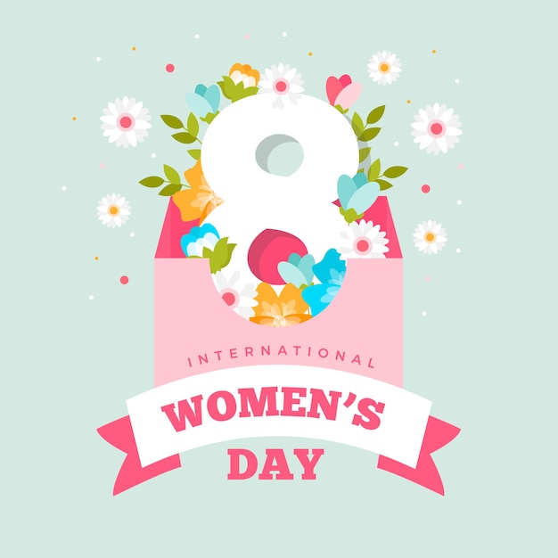 Happy women's day all around the world flat design