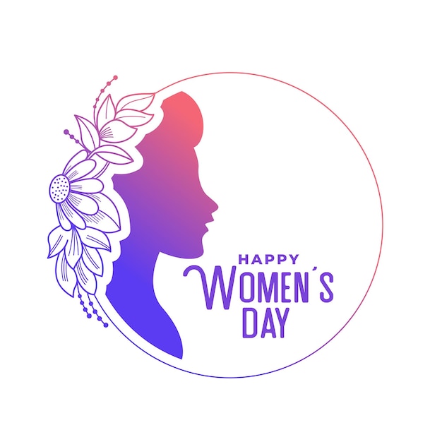 Free vector happy women's day background with hand drawn flower and lady face