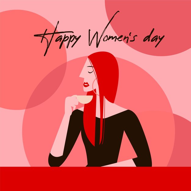 フラットなデザインで幸せな女性の日
