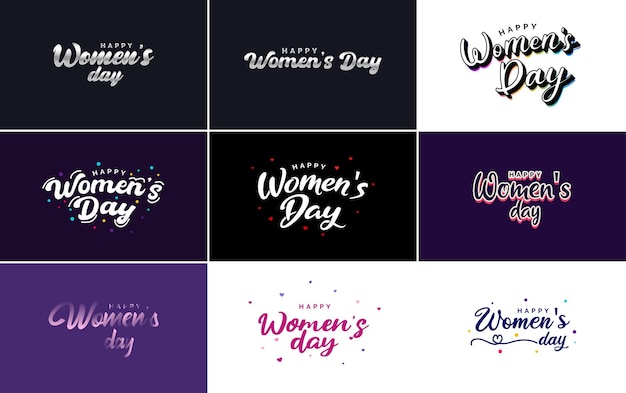 Happy women's day greeting card template with handlettering text design creative typography suitable for holiday greetings vector illustration