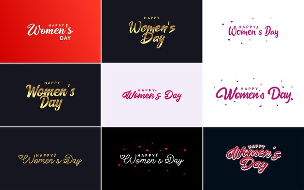 Happy women's day greeting card template with handlettering text design creative typography suitable for holiday greetings vector illustration