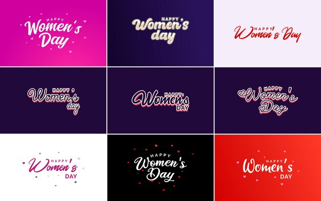 Happy women's day design tipografico con una combinazione di colori pastello e un'illustrazione vettoriale di forma geometrica