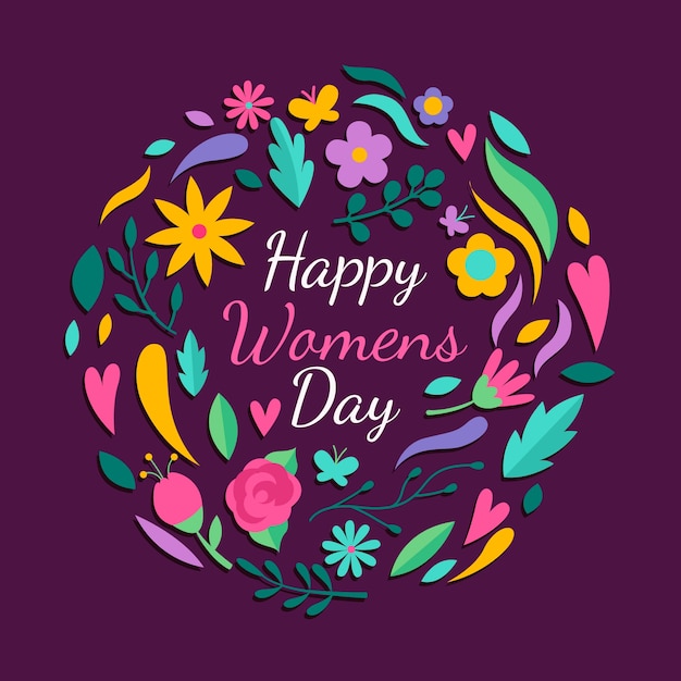 Happy women's day with multicolored flowers