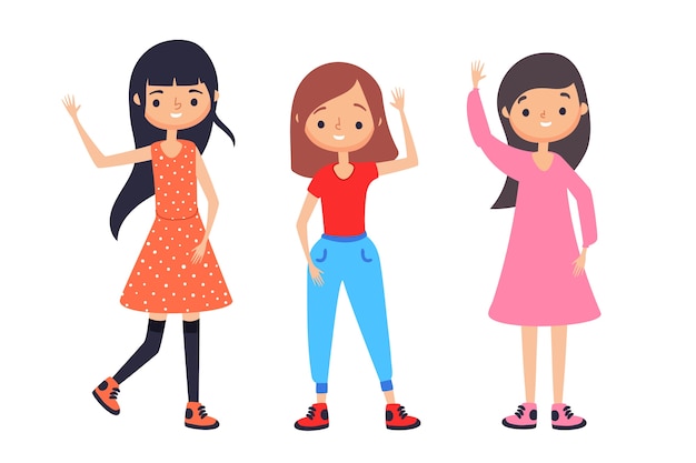 Free vector happy women waving hands