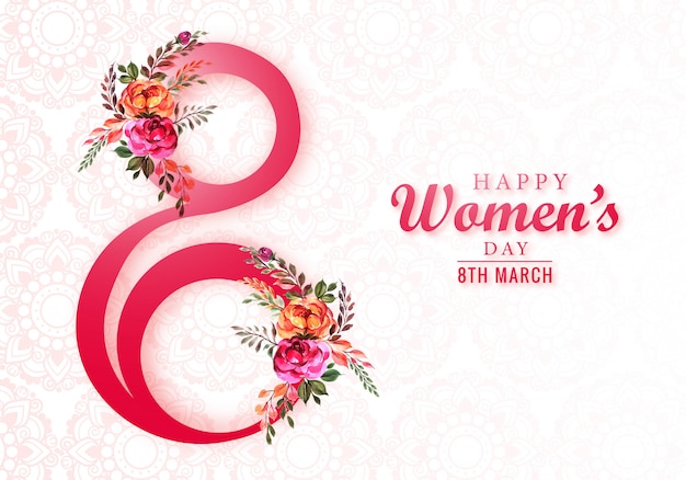 Free vector happy womens day 8th march greeting card