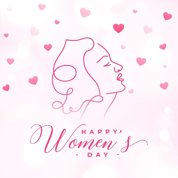 happy womens day card in line style design