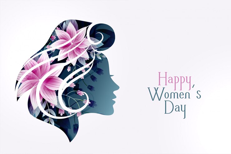 Free Vector happy womens day card with female flower face