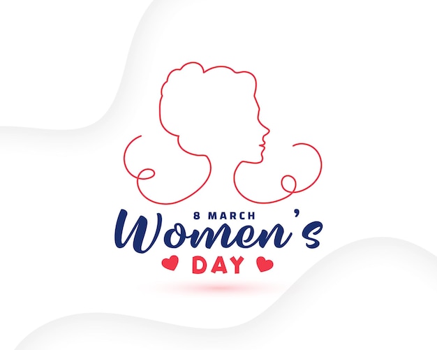 Free vector happy womens day greeting card with line art female face