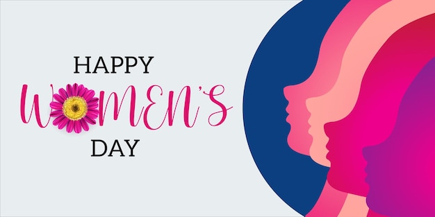 Счастливый женский день поздравления фиолетовый цветок белый розовый синий красочный фон социальные медиа дизайн баннер
