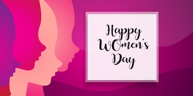 Счастливый Женский День Поздравления Белая Рамка Фиолетовый Персик Красочный Фон Социальные Медиа Дизайн Баннера
