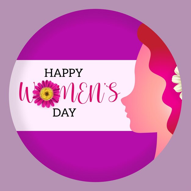 Happy Womens Day Greetings White Pink Frame Light Violet Background Social Media Design Banner