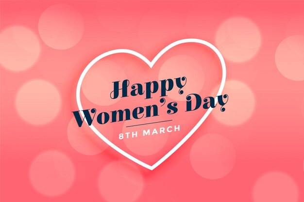 Happy womens day heart pink bokeh background