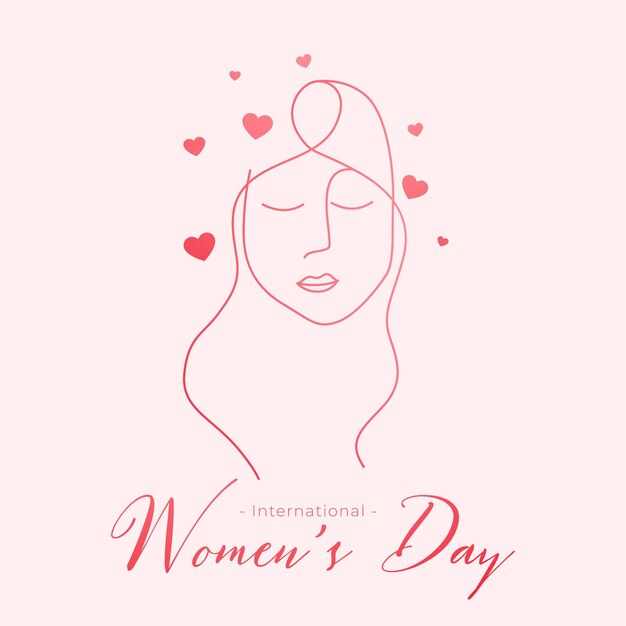 Happy womens day line style card design