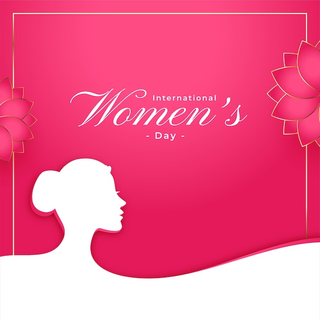 Happy womens day pink card in paper style design