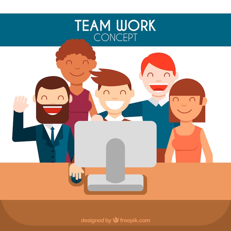 मुफ़्त वेक्टर happy work team