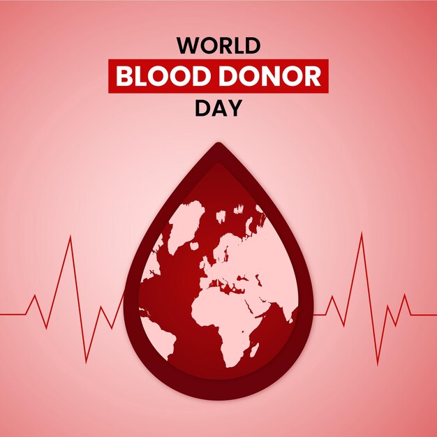 해피 세계 헌혈자의 날 분홍색 빨간색 흰색 배경 소셜 미디어 디자인 배너 무료 벡터