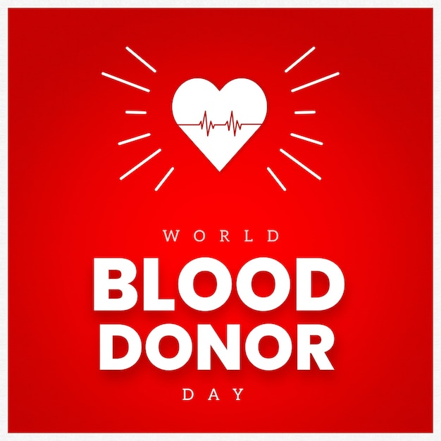 Happy World Blood Donor Day Red White Background Social Media Design Banner Free Vector