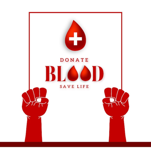 Free vector happy world blood donor day red white background social media design banner free vector