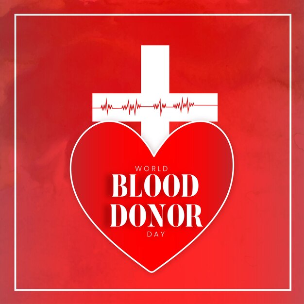 Vettore gratuito felice giornata mondiale del donatore di sangue rosso bianco sfondo social media design banner vettore gratuito