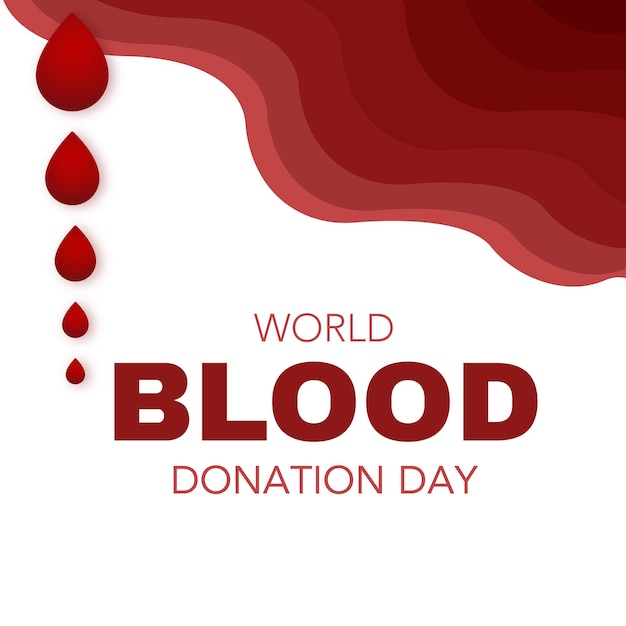 Free vector happy world blood donor day red white background social media design banner free vector