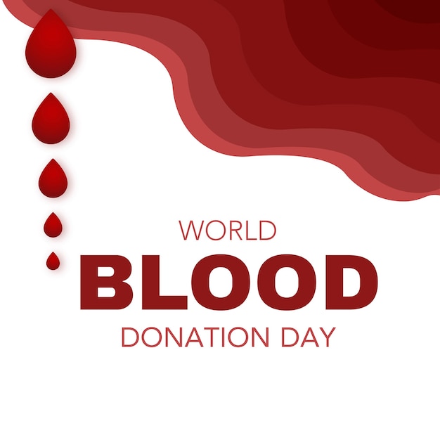 해피 세계 헌혈자의 날 빨간색 흰색 배경 소셜 미디어 디자인 배너 무료 벡터