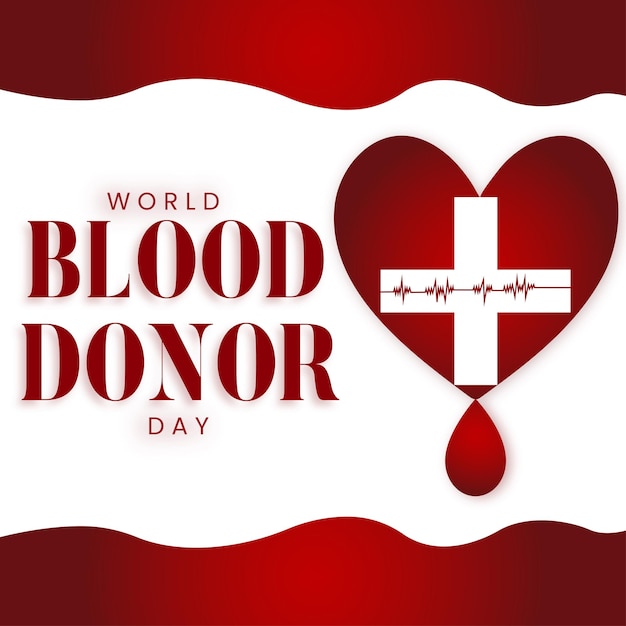 Happy World Blood Donor Day Red White Background Social Media Design Banner Free Vector