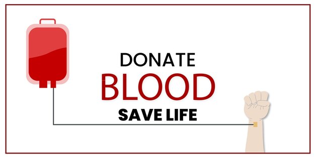 해피 세계 헌혈자의 날 빨간색 흰색 검정색 배경 소셜 미디어 디자인 배너 무료 벡터