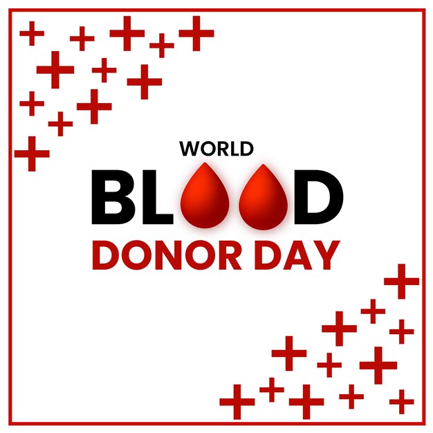 Happy World Blood Donor Day Red White Black Background Social Media Design Banner Free Vector