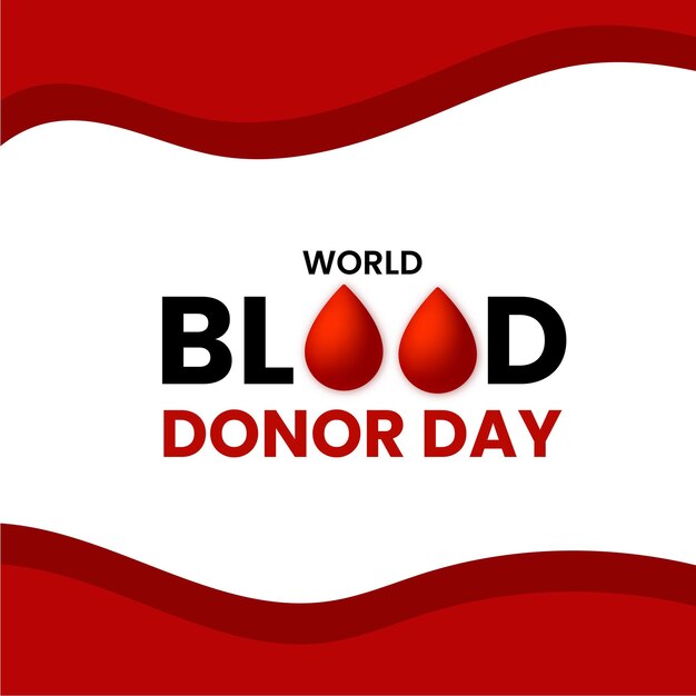 Happy World Blood Donor Day Red White Black Background Social Media Design Banner Free Vector