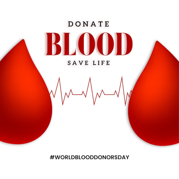 Бесплатное векторное изображение Счастливый всемирный день донора крови красный белый черный фон дизайн социальных медиа баннер бесплатные векторы
