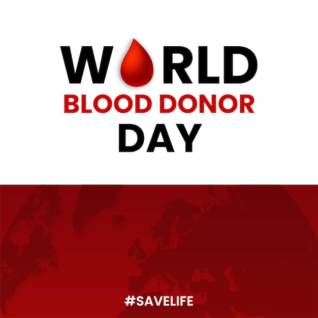 Felice giornata mondiale del donatore di sangue rosso bianco sfondo nero social media design banner vettore gratuito