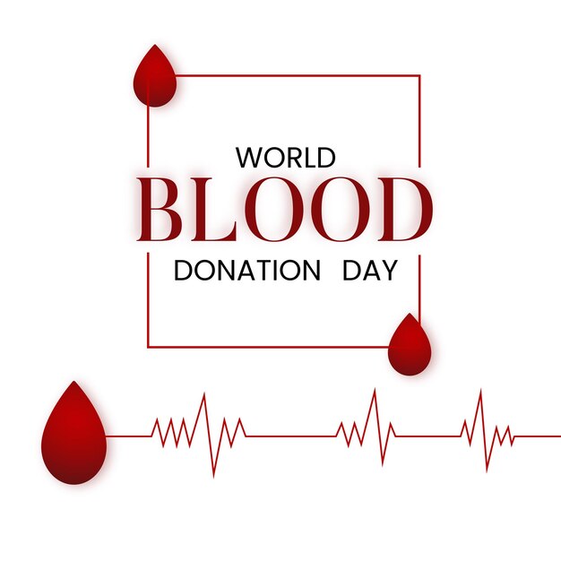 Happy World Blood Donor Day Red White Black Background Social Media Design Banner Free Vector