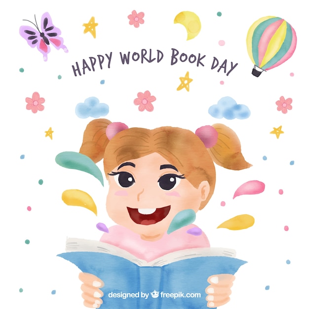 Бесплатное векторное изображение Счастливый мир книга день милый фон