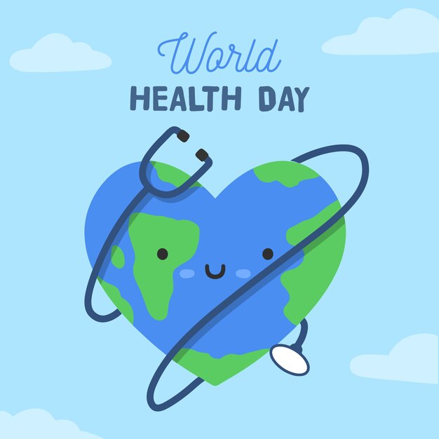 Happy world health day with smiley face and stethoscope