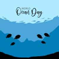 Free vector happy world ocean day blue black background social media design banner free vector