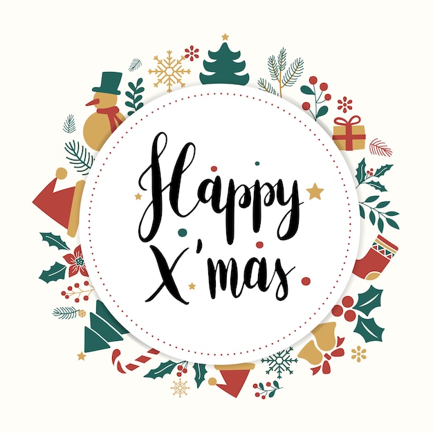 Free vector happy xmas greeting badge vector