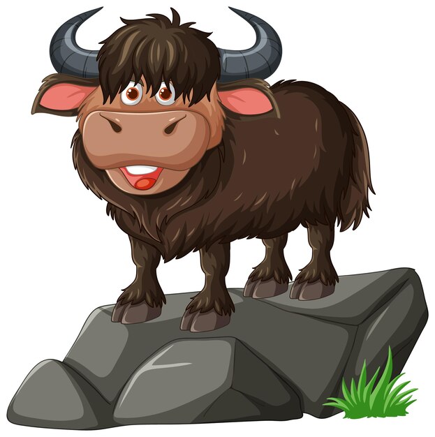 Happy Yak on a Rocky Outcrop