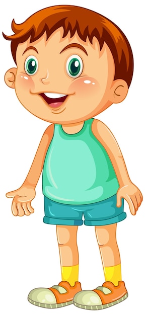 Happy young boy cartoon character standing