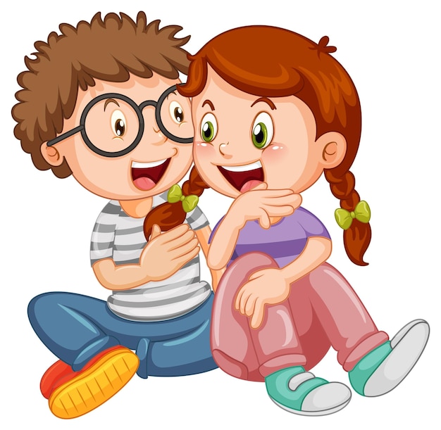 Free vector happy young couple sitting on white background