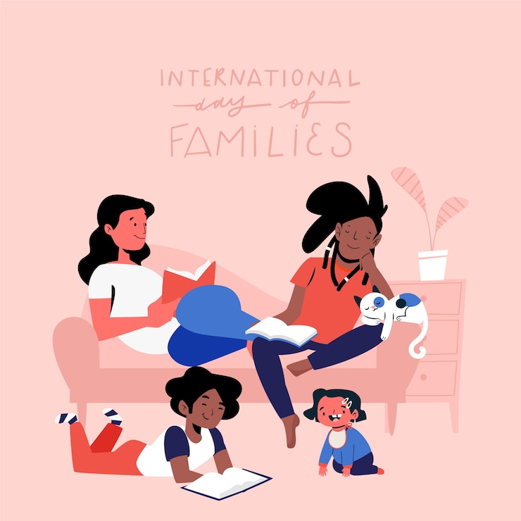 Free Vector happy young family spending time in the living room