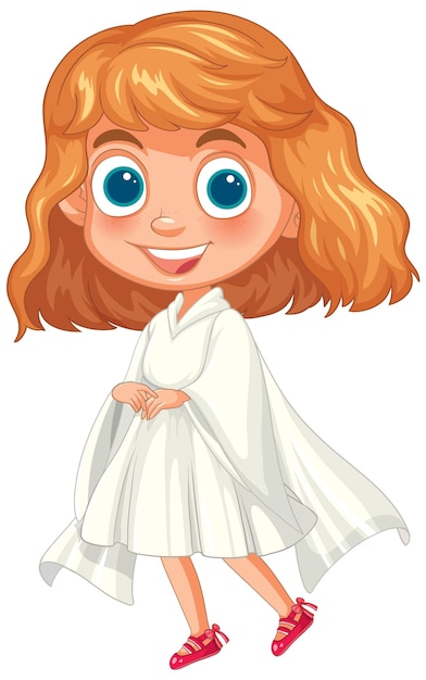 Бесплатное векторное изображение Счастливая молодая девушка в белом платье