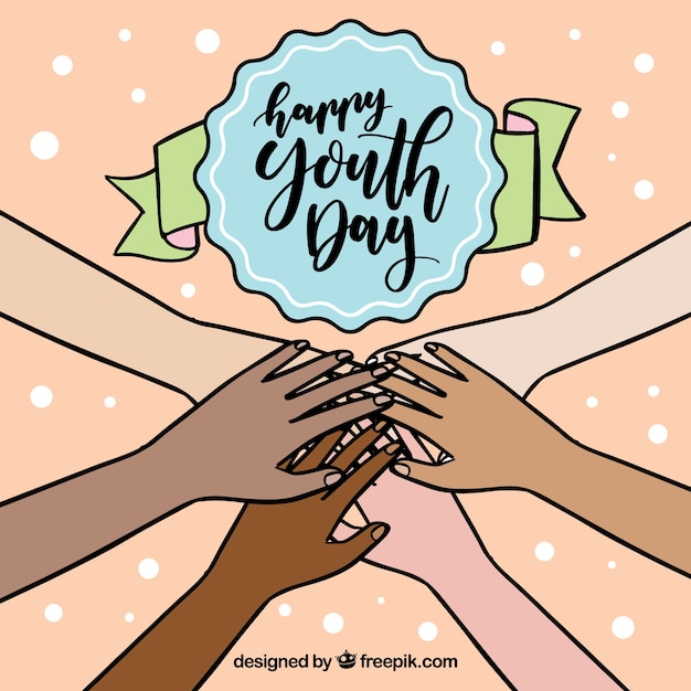 Free vector happy youth day background with hands clasped