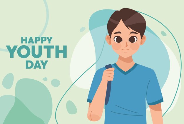 happy youth day lettering card with boy