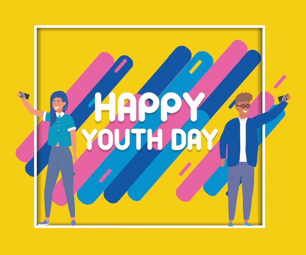 Бесплатное векторное изображение Счастливый день молодежи празднование плаката