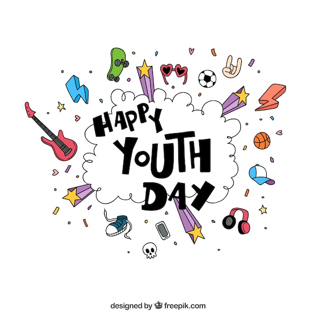Free vector happy youth day sketches background